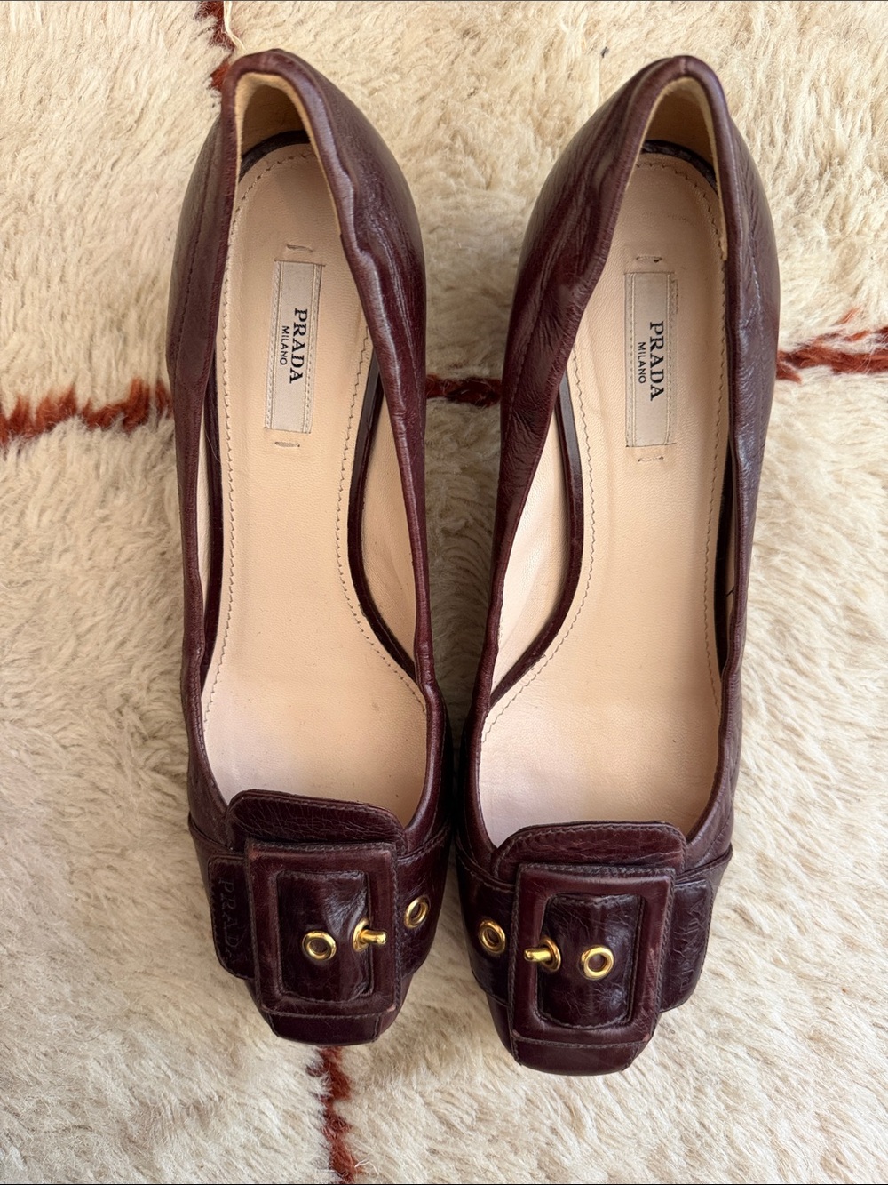 Vintage Chocolate Brown/Burgundy Prada Pumps Shoes